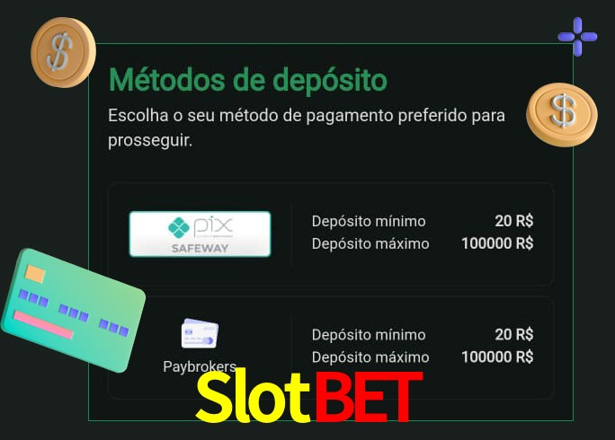 O cassino Slotbet oferece uma grande variedade de métodos de pagamento